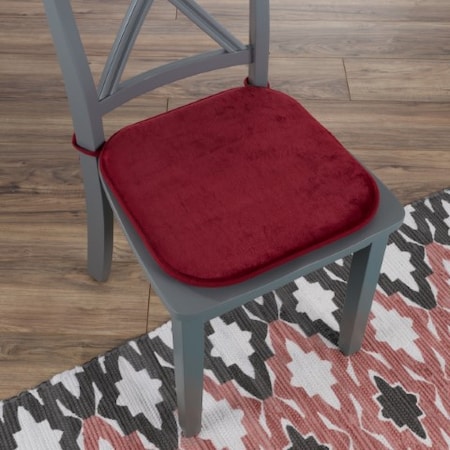 Hastings Home Memory Foam Chair Cushion, Square 16"x 16.25" Pad with Ties/PVC Dot Backing for Kitchen, Dining(Red) 197427EVN